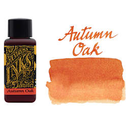 Diamine Fountain Pen Ink - Autumn Oak, 30 ml bottle and swatch