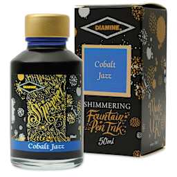 Diamine Shimmer Fountain Pen Ink - Cobalt Jazz, 50 ml