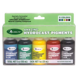 Alumilite Amazing Hydrocast Pigments Dye - Set of 5, Assorted Colors - front of packaging