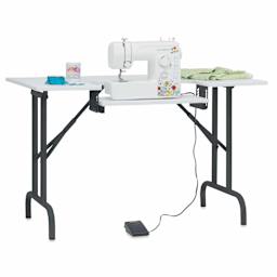 Studio Designs Folding Sewing Table - Charcoal/White with sewing supplies, supplies not included