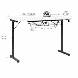 Studio Designs Rollaway II Sewing Table - Black/White - dimensions