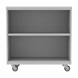 WB Mfg Single Sided Bookcase with Casters - 36" x 36" x 16", Gray, front of bookcase