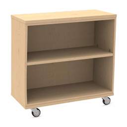 WB Mfg Single Sided Bookcase with Casters - 36" x 36" x 16", Wood, at an angle