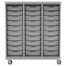 WB Mfg Tote Storage Cabinet - Folkstone Gray, 42" x 48", 30 clear totes, front of cabinet