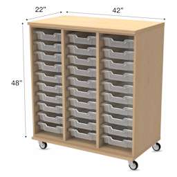 WB Mfg Tote Storage Cabinet - Maple Laminate, 42" x 48", 30 Totes, dimensions