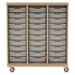 WB Mfg Tote Storage Cabinet - Maple Laminate, 42" x 48", 30 Totes, front of cabinet