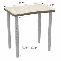 WB Mfg ELO Plymouth II Desk - Vision Vava Top, Tall, dimensions