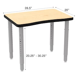 WB Mfg ELO Plymouth II Desk - Hardrock Maple Top, Medium, dimensions