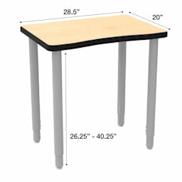 WB Mfg ELO Plymouth II Desk - Hardrock Maple Top, Tall, dimensions
