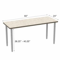 WB Mfg ELO Rectangle Table - Vision Vava Top, Tall, dimensions