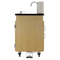 Diversified Spaces Mobile Hand Wash Station - Dual Foot Pump, Oak, 24"W x 24"D x 36"H (Side view)