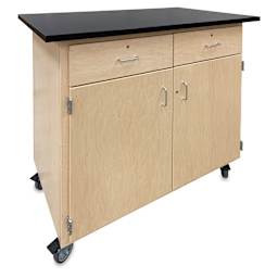 Hann Mobile Project Support Cabinet - Natural, 1 Adjustable Shelf and 2 Drawers