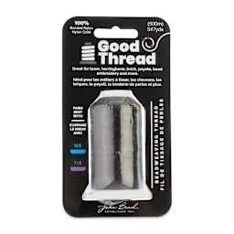 John Bead Good Nylon Beading Thread - 547 yd Spool, Black (Front of packaging)