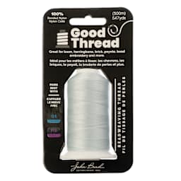 John Bead Good Nylon Beading Thread - Light Grey, 547 yd Spool front of packaging