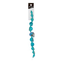 John Bead Assorted Skull Bead Strand - Turquoise Blue, 6-1/2" Length