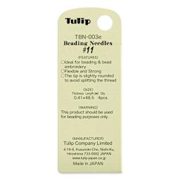 Tulip Needle Company Beading Needles - Size 11, Pkg of 4, back of the packaging