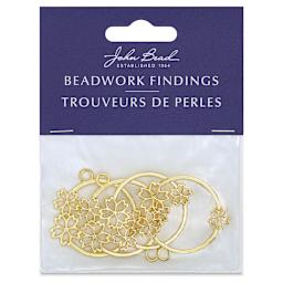 John Bead Beadwork Charms - Gold Flower, Pkg of 4, front of package
