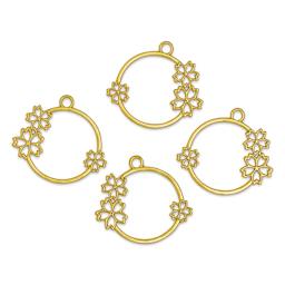 John Bead Beadwork Charms - Gold Flower, Pkg of 4