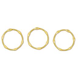 John Bead Beadwork Charms - Gold Partly Flattened Circle, Pkg of 3