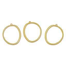 John Bead Beadwork Charms - Gold Organic Circle, Pkg of 3