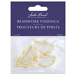 John Bead Beadwork Charms - Gold Half Circle, Pkg of 4, front of packaging