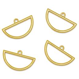 John Bead Beadwork Charms - Gold Half Circle, Pkg of 4