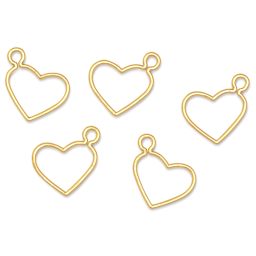 John Bead Beadwork Charms - Gold Heart, Side Link, Pkg of 5