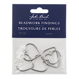 John Bead Beadwork Findings - Silver Heart, Pkg of 5 front of packaging