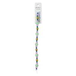 John Bead DIY Designer Glass Bead Strand - Glass and Metal, Light Green