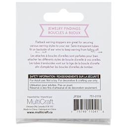Craft Medley Flatback Earring Stoppers - Clear, 5 mm, Pkg of 200 back of packaging