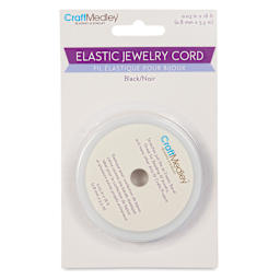Craft Medley Elastic Jewelry Cord - Black, 0.8 mm, 18 ft front of packaging