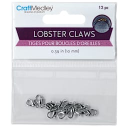 Craft Medley Lobster Claw Clasps - Silver, 10 mm, Pkg of 12 front of packaging
