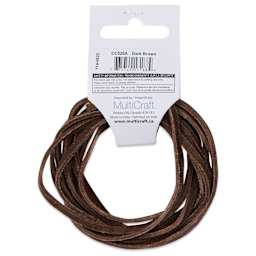Craft Medley Suede Jewelry Craft Cord - Dark Brown, 0.12" x 6.5 ft back of packaging