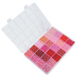 John Bead Color Mix Seed Bead Box - Rosy Daydream, Set of 24 with lid open
