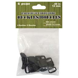 Pepperell Plastic Paracord Buckles - Pkg of 6, Black, 12 mm - front of packaging