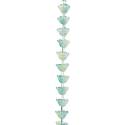 John Bead Crystal Lane DIY Glass Garden Bead Single Strand - Tulips, Green and Blue