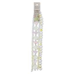 John Bead Crystal Lane DIY Glass Garden Bead Quadruple Strand - Butterflies, Roses, and Faceted Rondelles, Green Ombre front of packaging