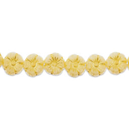 John Bead Czech Pressed Glass Flower Bead Strand - Yellow on White, 9 mm