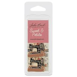 John Bead Sweet & Petite Enamel Charm - Sewing Machine, Black, Pkg of 4 front of packaging