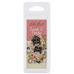 John Bead Sweet & Petite Enamel Charm - Teacup Kitten, Black with Multicolor Teacup, Pkg of 4 front of packaging