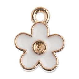 John Bead Sweet & Petite Enamel Charm - Small Flower, White showing single charm