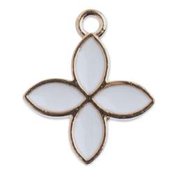 John Bead Sweet & Petite Enamel Charm - Four-Petal Flower, White showing single charm