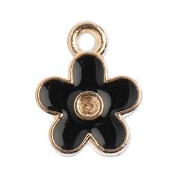 John Bead Sweet & Petite Enamel Charm - Small Flower, Black showing single charm