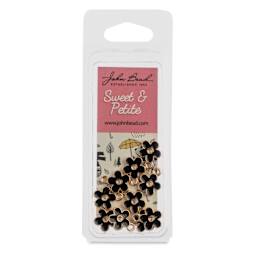 John Bead Sweet & Petite Enamel Charm - Small Flower, Black, Pkg of 10 front of packaging