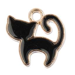 John Bead Sweet & Petite Enamel Charm - Kitty Cat, Black showing single charm