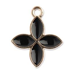John Bead Sweet & Petite Enamel Charm - Four-Petal Flower, Black