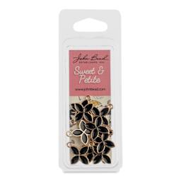 John Bead Sweet & Petite Enamel Charm - Four-Petal Flower, Black, Pkg of 10 front of packaging