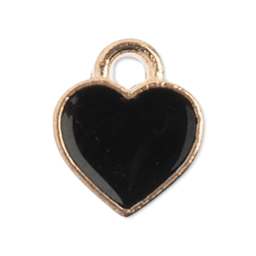 John Bead Sweet & Petite Enamel Charm - Small Heart, Black showing single charm