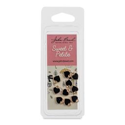 John Bead Sweet & Petite Enamel Charm - Small Heart, Black, Pkg of 10 front of packaging