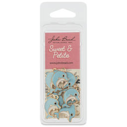 John Bead Sweet & Petite Enamel Charm - Dolphin, Blue and White, Pkg of 8 front of packaging